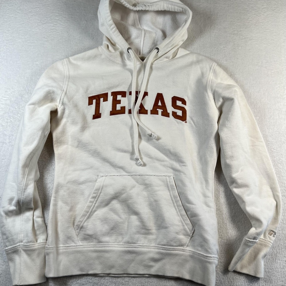 Texas Longhorns Hoodie Womens Medium White NCAA Football Russell Athletic Fleece